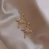 KOFSAC мода 925 серебряные серебряные серьги для женщин ювелирные изделия Новый блестящий кристалл крест золотые серьги леди юбилейные аксессуары