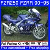 FZRR Per YAMAHA FZR-250 FZR 250R FZR250 90 91 92 93 94 95 250HM.11 FZR 250 FZR250R stock blu scuro 1990 1991 1992 1993 1994 1995 Kit carenatura