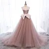 Robes de mariée en satin A-line rose 2020 avec bretelles spaghettis