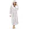 Hooded Women Bathrobe Winter Dikke Warm Flanel Bad Robe Plus Size 5XL Couples Night Dressing Town Double-Layer Men Nightgown