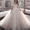 Luxe robe de bal gonflée robes de mariée 2020 chérie hors épaule perles dentelle Appliques Tulle robes de mariée sur mesure