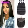 Peruvian Human Hair 3 Bundles With 13X6 Lace Frontal Baby Hair Extensions 10-30inch Straight Yirubeauty Hair Products Frontals