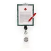 Medical Retractable Rhinestone Crystal Love Heart Hero Notebook Shape ID Badge Reel Holder wtih Clip For Deoration