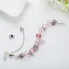 Nieuwe roze kristallen armband voor pandora bloem hanger glas kralen armband vlinder set CZ diamant sieraden met originele doos