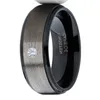 Men039S 8mm Silver Borsted Black Edge Tungsten Carbide Ring Diamond Wedding Band Jewelry for Men us Size 6137111261