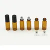 5 ml amberkleurige glazen rolflessen met metalen/glazen bol voor etherische olie, aromatherapie, parfums en lippenbalsems