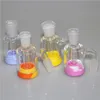 Mini Glass Ash Catcher hookah with 7ml Silicone Container 14mm 18mm Ashcatchers for glas bong dab oil rig water pipes smoking accessories