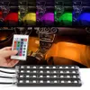 Bande lumineuse LED RGB pour intérieur de voiture, 4x9 pièces, SMD 5050, 12V, bande d'atmosphère décorative pour intérieur de voiture, éclairage de sol pour voie RGB automatique, télécommande