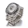 Vintage Silver Noosa Chunks Ginger Snap Button Smycken Elastiskt rep Justerbar 12mm Snap Button Ring För Kvinnor män smycken