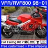 Ciało dla Honda Interceptor Błyszczący Czerwony Top VFR800R VFR800RR 98 99 00 01 259HM.13 VFR800 VFR 800RR VFR 800 RR 1998 1999 2000 2001 Zestaw do obróbki