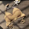 2019 handgemachtes Häkel-Damen-Bikinioberteil, Boho-Strand-Bralette, solide Neckholder-Strick-Badeanzug, brasilianische Bikinis, Badeanzug-Oberteil