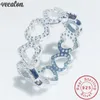 Vecalon kalp şekli vaat eden yüzük% 100 gerçek 925 STERLING Gümüş Elmas Nişan Düğün Bandı Halkalar Kadınlar için Fine Jewelry316L