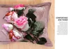 Förtjockning slipning bomull 3d blomma blommig rosa tjejer sängkläder uppsättning olja print rosa duvet täcker platt ark pillowcases / drottning kung storlek