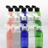 300 stks 50 ml (1 2 / 3OZ) Diverse kleur vullen Plastic PET FLES vierkante steekproefflessen met gemakkelijke flip cap groothandel