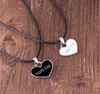 Lettre "Je t'aime pour toujours" Collier pendentif coeur pour femme Chaîne en cuir Couple Coeur Bijoux Noir Blanc Couleur Nice Bijoux