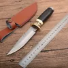 Factory Direct Outdoor Survival Nóż myśliwski Wysokiej Steel Drop Point Ostrze Ebony Uchwyt Stałe Ostrza Noże ze skórzaną pochłami