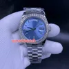Роскошные мужские алмазные часы Автоматические механические часы из нержавеющей стали синие циферблаты часы маленькие наручные часы с бриллиантами 40 мм8308941