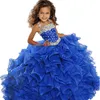 Girl's Ball Gown Tulle Dresses Spaghetti Light Blue Dress with Stars Tiered Ruffle Girl's Pageant Dresses Kids Formal Wear