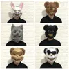 New Bunny Animal Head Mask Prank Evil Bloody Rabbit Scary Mascara PVC Plush Toy Horror Killer Anonymous White Mask For Kids Adults