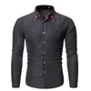 2019 Autumn New Men's Casual Long Sleeve Shirts Male Slim Fit Black Blue Polka Dot Patchwork Shirt Men Business Shirt Tops S-2XL