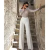 2020 New Eva Lendel Jumpsuit Wedding Dreestes Sheath Jewel Neck Bling Bling 스팽글 스팽글 긴 소매 신부 가운 웨딩 드레스 vesido 176Q