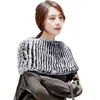 Real Rex Rabbit Fur Shawl For Women Winter Warm Scarf Neckerchief Double Sides Fur To Knit High Elastic