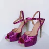 Olomm dames glitter platform sandalen sexy dunne hoge hakken sandalen piepen teen prachtige fuchsia feestschoenen vrouwen ons plus maat 5-15