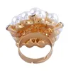 Wholesale-Accessories Personality Index Finger Opening Adjustable Pearl Crystal Ring Handmade Female Unique Jewelry Gift