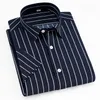 Summer New turn down collar short sleeve striped men casual shirts soft comfortable male clothes without chest pocket