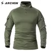 S.archon Tactical z długim rękawem T Shirt Mężczyźni Navy Blue Solid Camouflage Army Combat Koszula Paintball Odzież