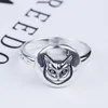 s925 anel de cabeça de prata do gato do vintage anel de rosto clássico prata esterlina cat estilo britânico hip-hop anel masculino e feminino tailandês prata