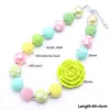 Lime Green Rose Flower Beads Kid Stunky Necklace Bright Color Design Diy Bubblegum Bead Necklace Necklace Netclace Jewelry for Toddler Girls