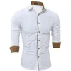 2019 Högkvalitativ New Mäns Spring Casual Formell Slim Button-Down Långärmad Fashion Slim Dress Shirts Plus Storlek 3XL