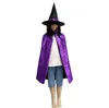 84cm Kids halloween costumes cloak hat baby gold five starts cape party festival decoration prop cosplay death wizard witch cape and cap