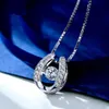 100 Real Solid 925 Sterling Silver Necklace Beautiful Dancing Diamond CZ Stone Horseshoe Pendant For Gift9842341