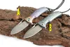 Till salu! H017 Mini Liten Flipper Folding Kniv 9Cr18mov Damaskus Stålblad TC4 Titanhandtag Kullager EDC-knivar