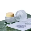 Fosco creme frascos de vidro 15g 30g 50g Cosmetic Jar Packaging Eye Creme Containers Cap Grão de madeira Com