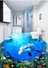 Papiers peints muraux de mur en 3D personnalisés Papiers muraux à la maison Décor Moderne Dolphin Ocean Salon Chambre à coucher Salle de bain Sticker PVC