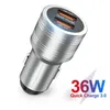 36W Charge rapide 3.0 Chargeur de voiture Dual QC pour iPhone Samsung Fast Car Caracto pour Huawei Xiaomi Téléphone mobile Chargeur USB