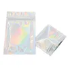 Bolsas planas holográficas para mascotas, bolsa de papel de Mylar láser, paquete de cosméticos reutilizable, 100 PCS273i