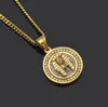 HipHop Jewelry Necklace Gold Color Iced Out Copper Round Pendant Mini Egyptian pharaoh Stainless Steel Diamond Pendant