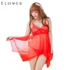 Elover Donna Lingerie sexy Babydoll in pizzo Chemise Porno Biancheria intima del sesso Abito trasparente Haltter Lingerie erotica Costumi sexy T190625