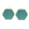 Pendientes geométricos de piedra natural pendientes hexagonales de moda con temperamento para mujer