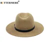 BUTTERMERE – chapeau de paille de plage marron pour hommes et femmes, à large bord, élégant, Panama, Fedora, décontracté, à la mode, été, soleil, 8552714