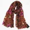 Atacado-novo design cor laranja cor de algodão Impressão Leopardo Floral Longo Lenço Pashmina Lenço Para As Mulheres Grande Tamanho 190cm-110cm