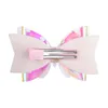 24pclot 35 polegadas arco -íris Princess Hairgrips Laser Hard PVC Hair Bows com clipe de dança de dança Bow Hair Clip Girls Acessórios3415428
