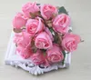 Свежий искусственный шелк роза розовый красный свадебный букет красочные свадебные украшения искусственные украшения подружки невесты цветок таблицы