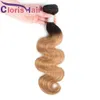 Brazylijska Virgin Body Wave Ombre Ombre Human Hair Weves z zamknięciem T1B27 Miód Blondynka 13x4 Pełne koronkowe czołowie z 3 wiązkami kolorowymi 55465315