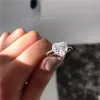 Vecalon Anello a forma di cuore classico Anello in argento sterling 925 con diamante Cz Fedi nuziali per fidanzamento da donna Regalo per gioielli da dito