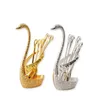 Rostfritt stål Swan Poorwards Rack Ny frukt Dessert gaffel Kaffe Spoon Nordic Style Swan Porslin Arrangör Hållare Stativ HHA767